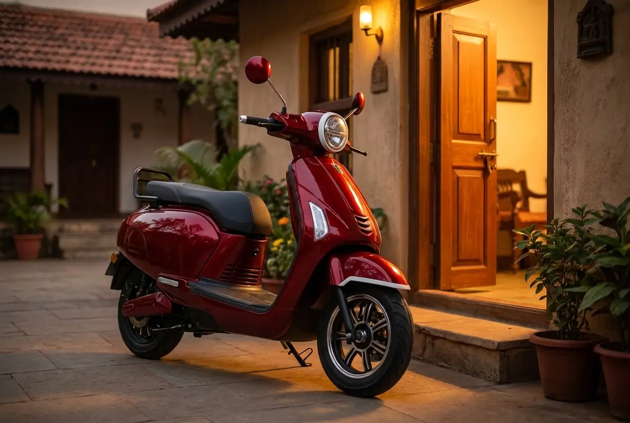 Chalo Smart Plus resting in a home doorway at dusk