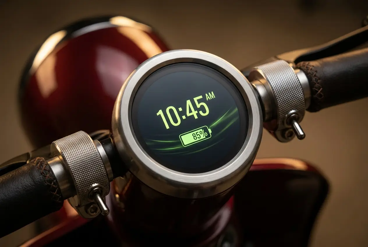 Close-up of the Chalo Smart Plus cockpit and smart instrument cluster
